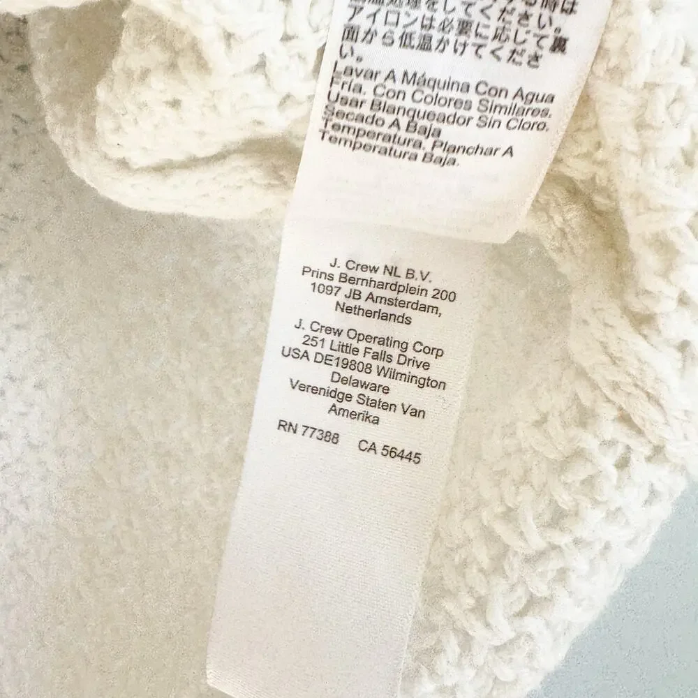 J. Crew Short-Sleeve Crochet Cardigan Sweater Ivory Ant Navy Crochet Size XS NWT